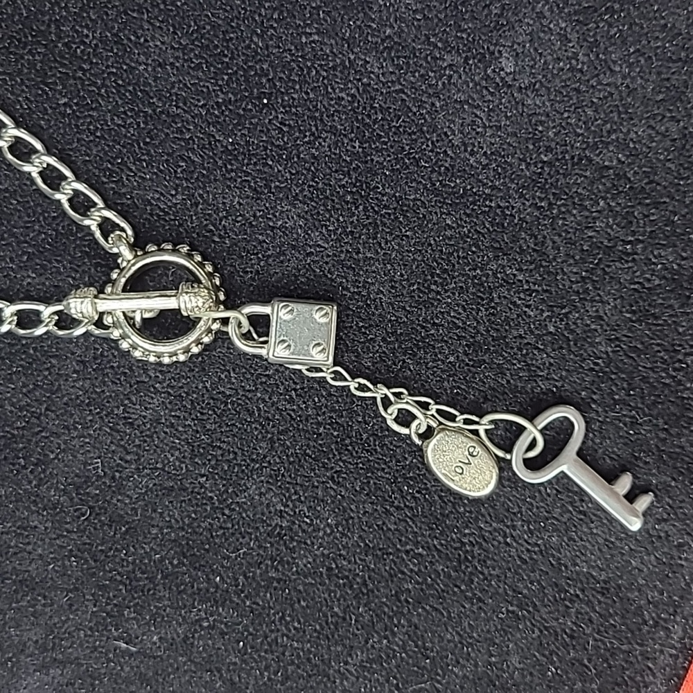 Valentine's Padlock Necklace Silver Tone Heart Key Unique Gift Love Handmade Fun - Picture 3 of 4